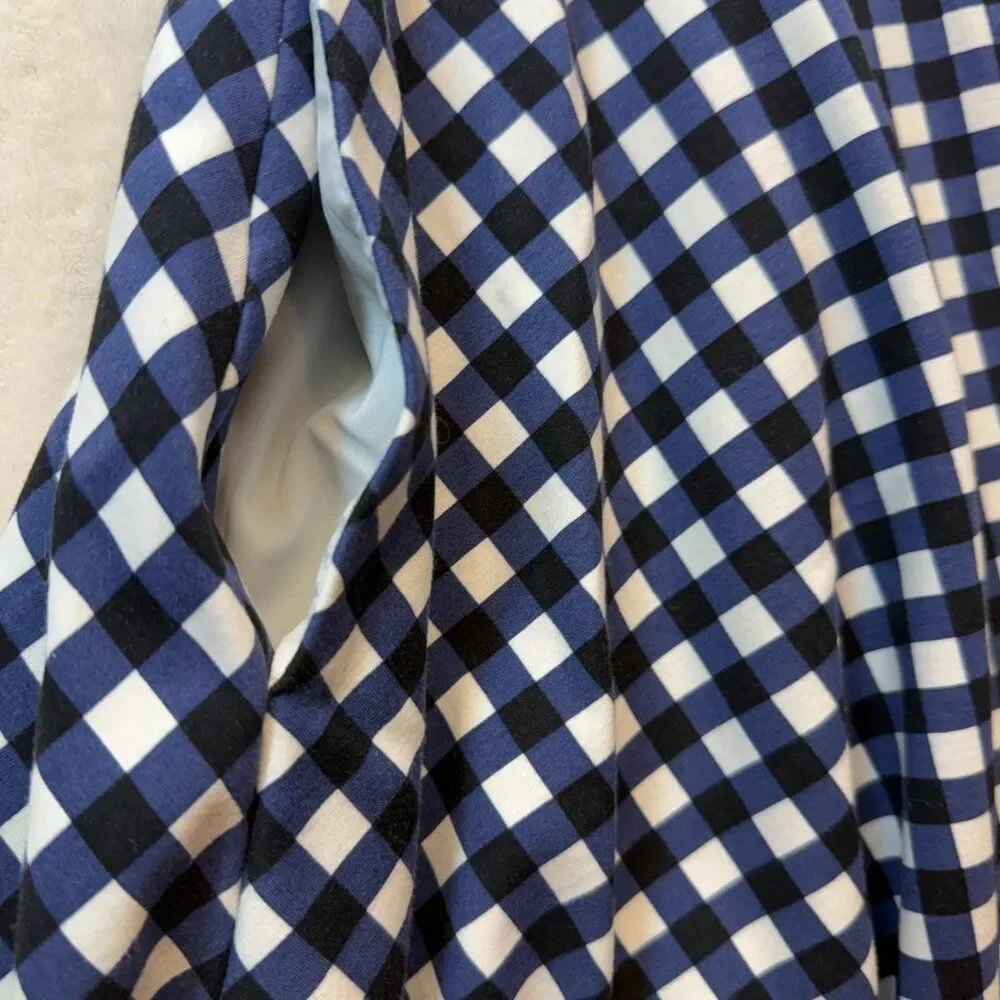 Kate Spade Gingham Fit & Flare Dress  Navy Check Sleeveless Dress  Size Small